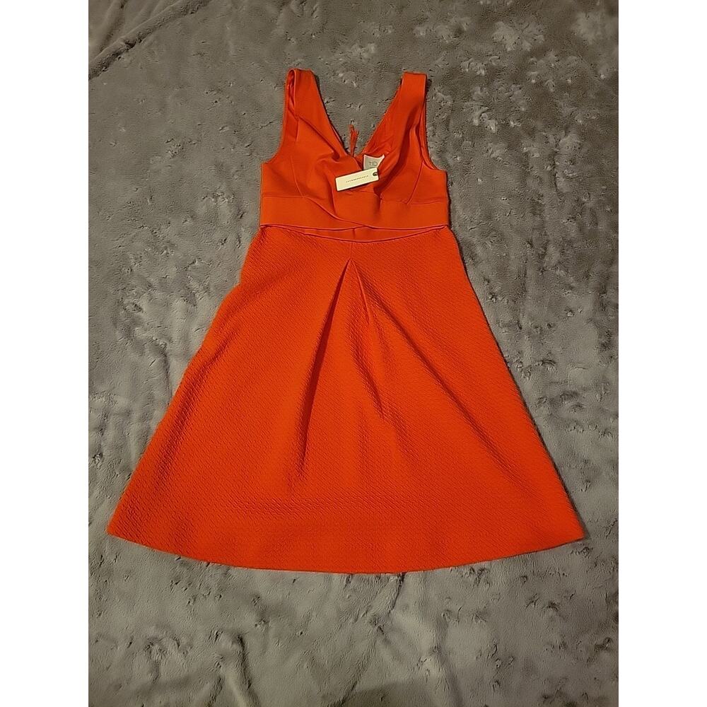 Anthropologie HD in Paris Orange Fit & Flare Dress NWT Size 4